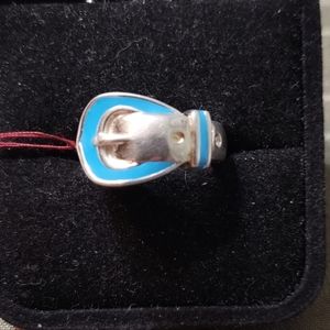 Sterling Silver Enameled Belt Buckle Ring